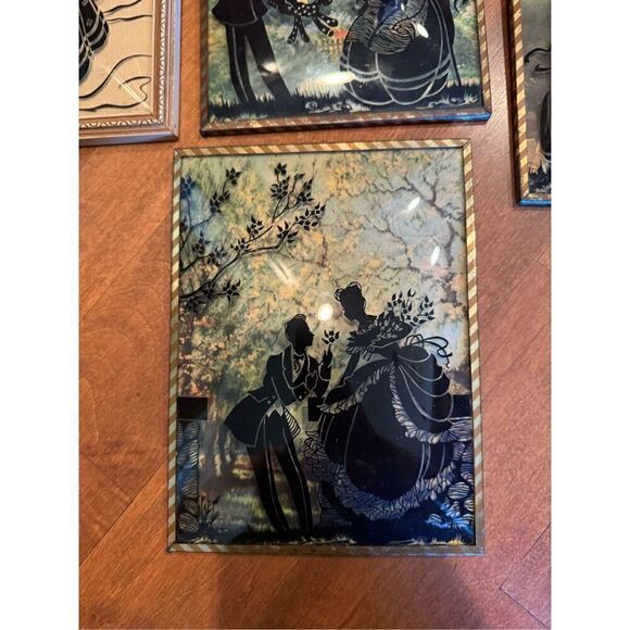 Vintage 1940s bubble glass picture bundle silhouette figures - Picture 7 of 7